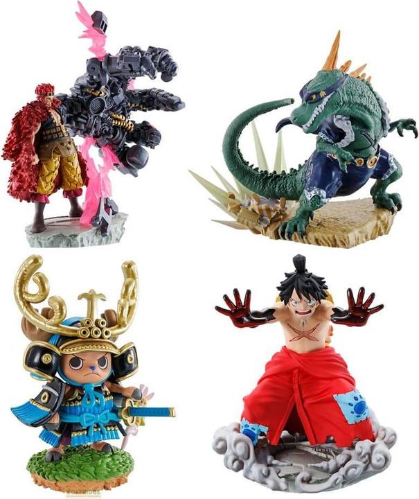 Actual product image Megahouse One Piece Petitrama PVC Mini Statue Logbox Re Birth Wanokuni Vol. 2 Set 9 cm