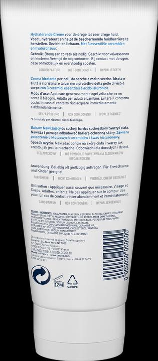 Produktbild CeraVe Feuchtigkeitscreme: Reichhaltige Creme für trockene bis sehr trockene Haut für Gesicht und Körper (Körpercreme, 177 ml)