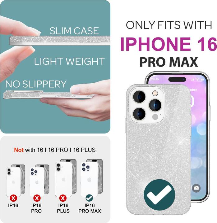 Image du produit Nalia Étui hybride pailleté (Apple iPhone 16 Pro Max)