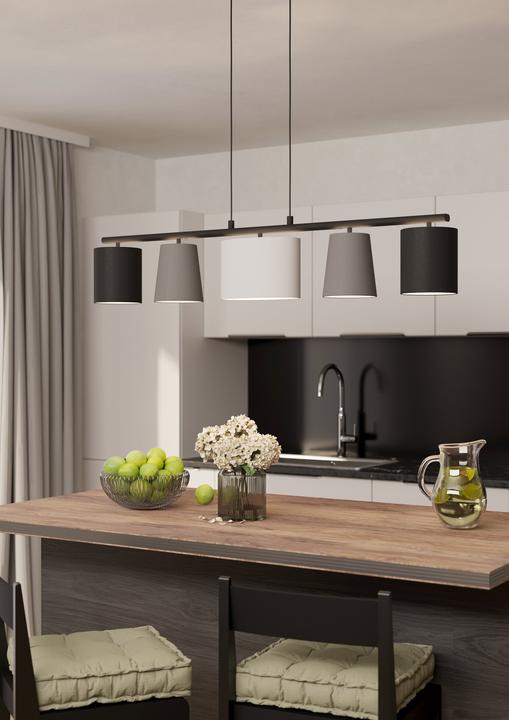 Produktbild EGLO Pendelleuchte Stahl-Textil 5-flammig HxL 1100x1200 mm Almeida schwarz/grau/wei (E14)