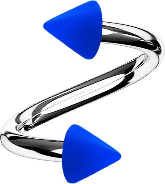Actual product image Star Piercing Micro spiral silver with two cones dark blue (Surgical steel 316L, Acrylic, without brass)