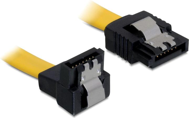 Actual product image Delock SATA-3 cable: 10cm, metal clip,yellow