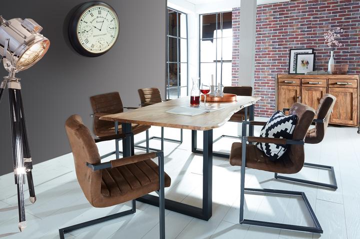 Image du produit SIT Möbel Table en bois massif Ux3.6 Acacia naturel antique noir antique (200 x 76 x 100 cm)