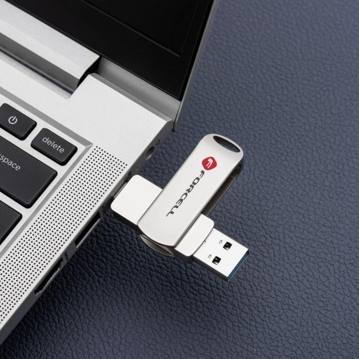 Produktbild Forcell Memory cards F-DATA pendrive Metal Duo 128GB USB3.2 Gen 1 (USB A / Type C) silver (128 GB, USB-C, USB-A)