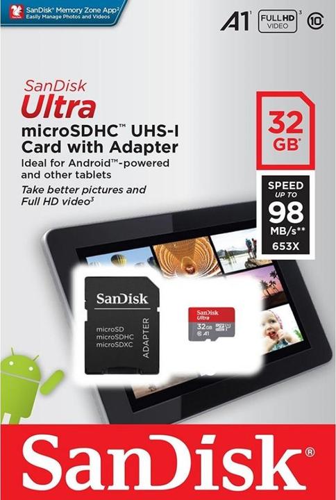 Image du produit SanDisk Ultra mit Adapter (32 Go, microSDHC, U1, UHS-I)