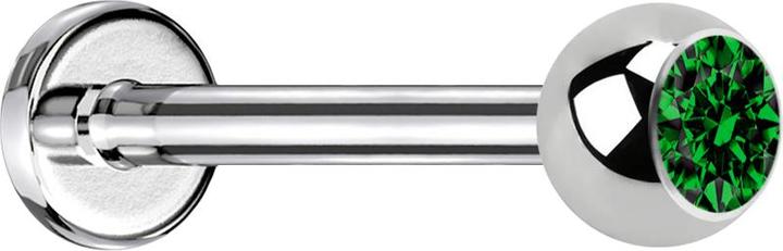 Image du produit Star Piercing Micro Labret argent avec boule de cristal vert (Acier chirurgical 316L, sans laiton)