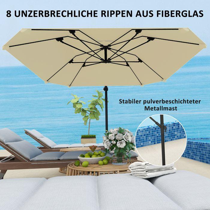 Immagine prodotto Swisshandel24 Ampelschirm Alu Ø 260 cm, Kurbelschirm mit Ständer, neigbar kippbar Beige (2.60 m)
