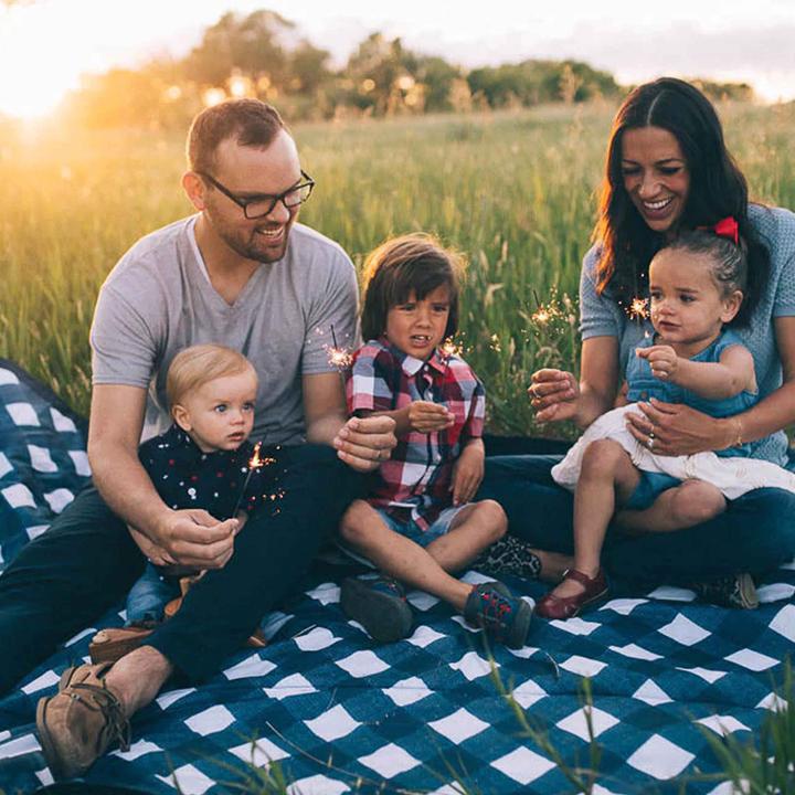 Produktbild little unicorn Outdoor Blanket Extra Big - Navy Plaid