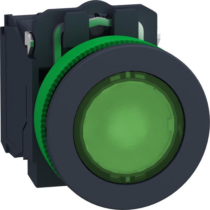 Actual product image APC Electric illuminated pushbutton, flat, complete, ø30mm, IP69K, LED, green, 1 NC + 1 NO