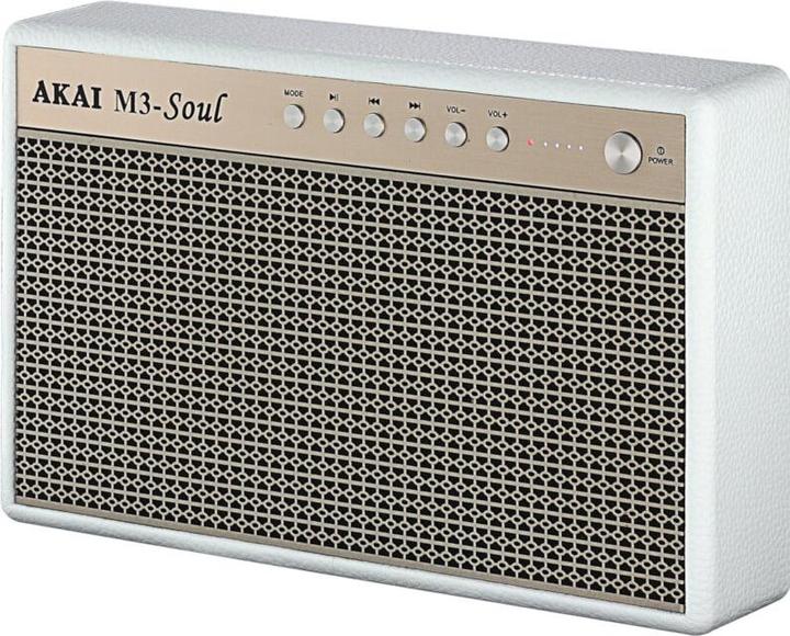 Produktbild INNE Akai M3 Soul Weisser Tragbarer Bluetooth-Lautsprecher Im Retro-Stil (15 h, Akkubetrieb)