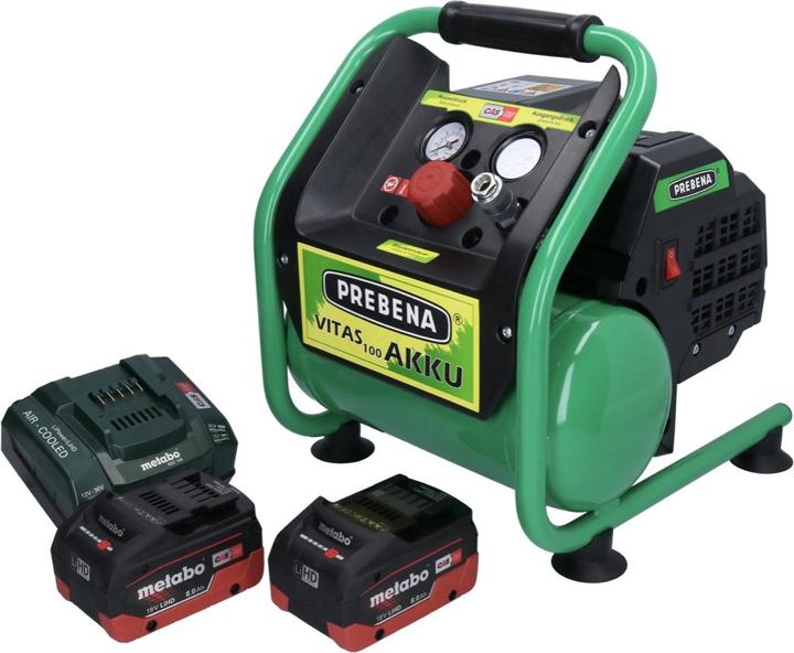 Image du produit Prebena VITAS 100-AKKU Compresseur 18 V 5 l 8 bar CAS Brushless + 2x batterie 8,0 Ah + chargeur (8 bar, 5 l)