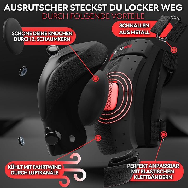 Produktbild Skatewiz 6-teiliges Skate-Protektoren Set (L, Handgelenkschoner, Knieschoner, Ellbogenschoner, 6 Stück)