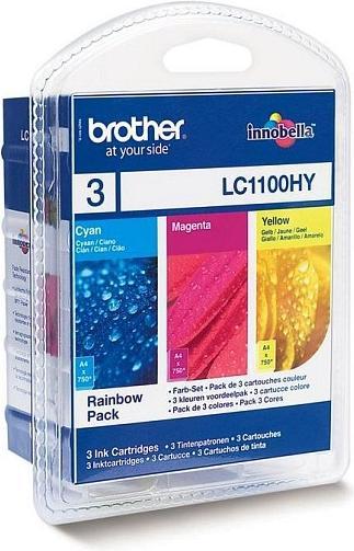 Actual product image Inkadoo Brother LC-1100HYRBWBP Ink cartridge MultiPack CMY 750 pages ISO/IEC 24711 PU=3 (M, Y, C)