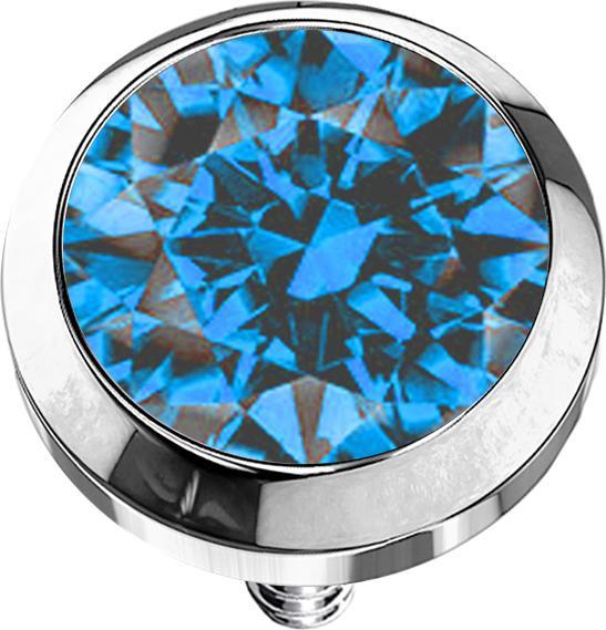 Produktbild Star Piercing Dermal Anchor silber mit Kristall hellblau (Chirurgenstahl 316L, ohne Messing)