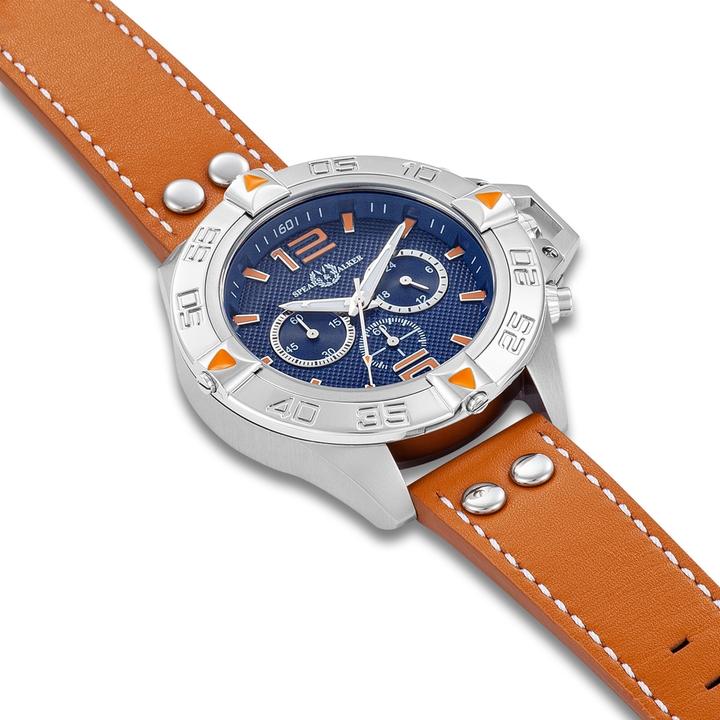 Image du produit Spears & Walker Montre à quartz Varus II en cuir véritable Cognac - 34106 (Chronographe, 49 mm)