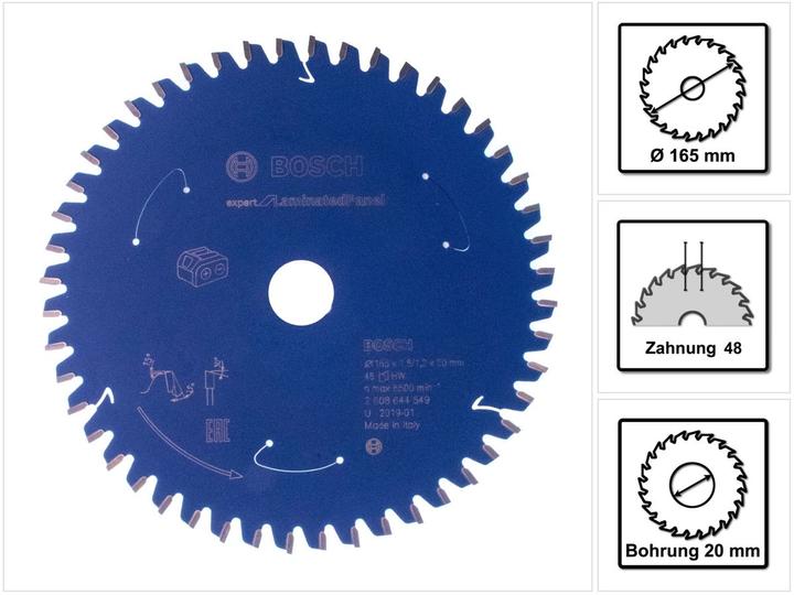Actual product image Bosch Professional Zubehör Circular saw blade Expert for Laminated Panel, 165 x 1.8/1.2 x 20, 48 teeth