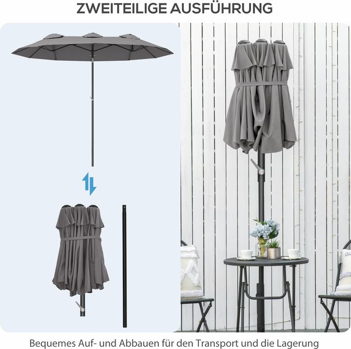 Image du produit Outsunny Parasol double face avec toit anti-vent (1.47 m)