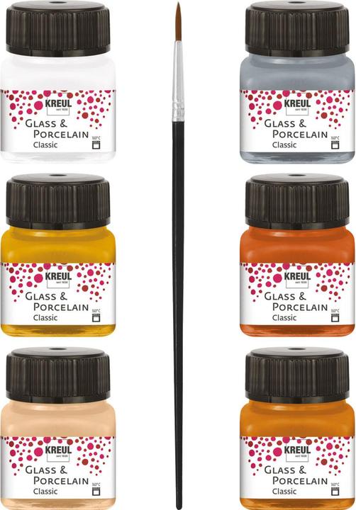 Actual product image Kreul Glass & Porcelain (Metallic silver, Metallic Gold, Metallic copper, Metallic gold bronze, Metallic champagne, 120 ml)