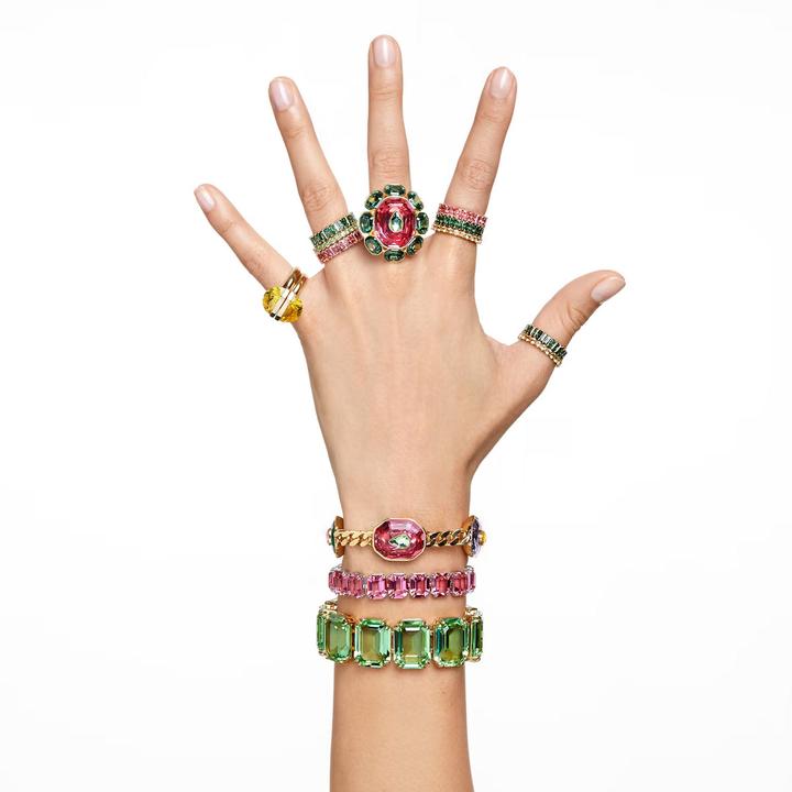 Produktbild Swarovski Matrix Ring Baguette Schliff Grün Gold (64)