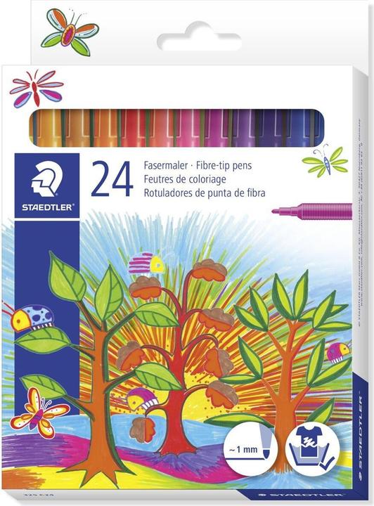 Produktbild Staedtler Fasermaler Noris Club, 24er Kartonetui Minenstärke: 1,0 mm, rund, leicht auswaschbar, Kappe mit (In Schreibfarbe, 24 x)