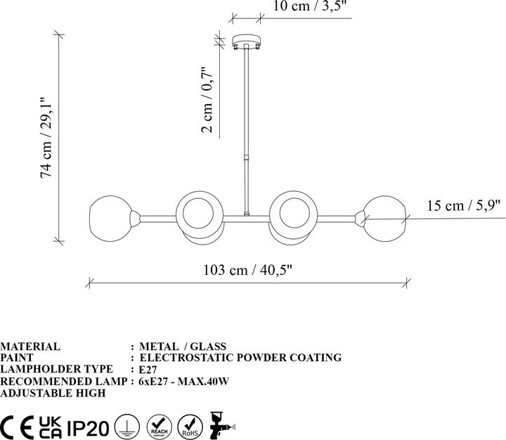 Actual product image Opviq Benek Lume Horizontal Chandelier