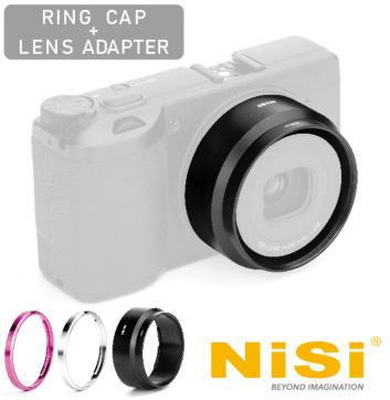 Nisi Tappo ad anello e adattatore per obiettivo per RICOH GR IIIx - Rosso rosa e argento