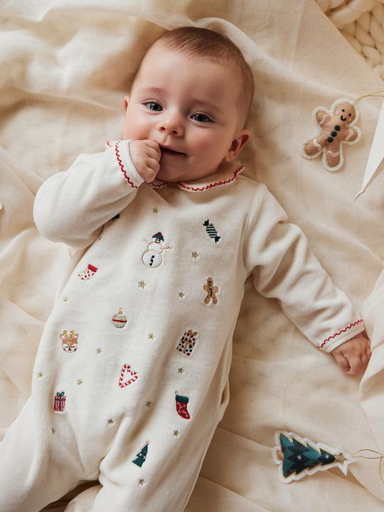 Actual product image Vertbaudet Baby Samt-Strampler mit Weihnachts-Stickereien Oeko-Tex (86)