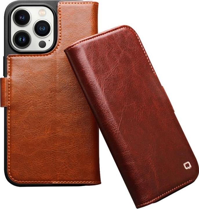 Produktbild QiAlino Hülle Flip mit magnetischem Verschluss Hellbraun (Apple iPhone 16 Pro)
