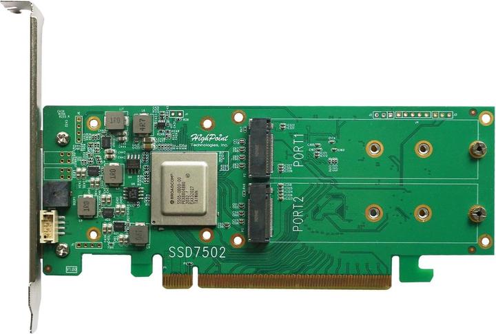 Actual product image HighPoint RAID controller SSD7502 2x M.2 NVME PCI-x4v4, PCI-Ex16