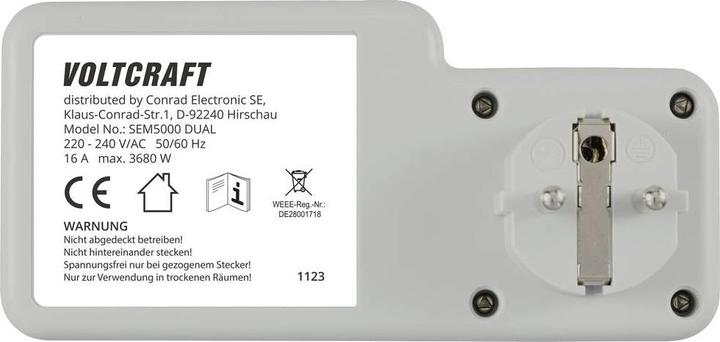 Actual product image Voltcraft SEM5000 DUAL Energy cost meter Cost forecast, alarm function, adjustable electricity tariff