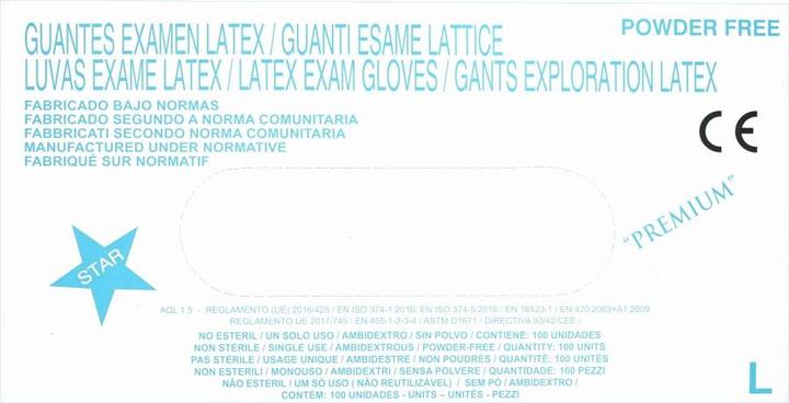 Produktbild 3A Guantes Examen Latex Handschuhe, puderfrei, 100 Stück, Grösse L, weiss (L)