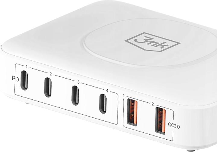 Actual product image 3MK Hyper Charger PowerMax 100W 4xUSB-C + 2xUSB-A stacja ładująca z ład. indukcyjną QC+PD (100 W)