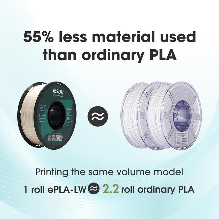 Image du produit eSUN ePLA-LW Noir Léger Filament 1.75mm 1Kg (PLA, 1.75 mm, 1000 g, Noir)