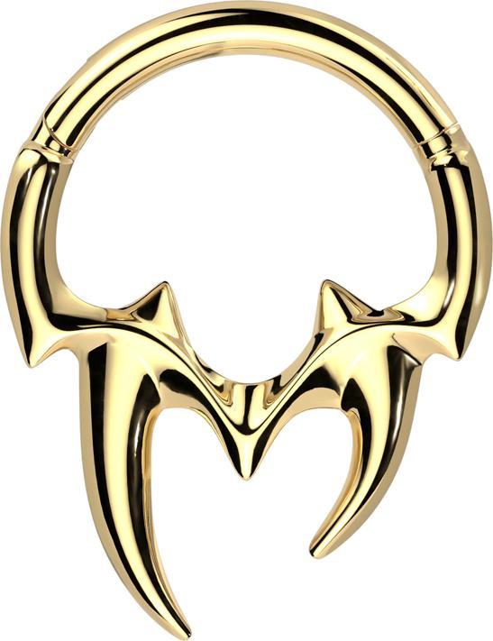 Actual product image Star Piercing Micro segment ring hinged gold-plated stem teeth (Surgical steel 316L)
