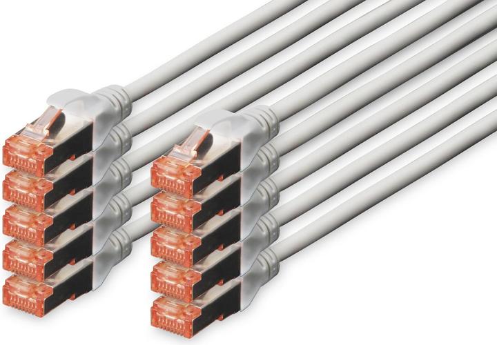 Actual product image Digitus CAT 6 S-FTP patch cable Cu LSZH AWG 27/7 length 0,5 m 10 pieces colour grey (S/FTP, CAT6, 0.50 m)