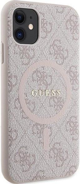 Actual product image Guess GUHMN61G4GFRP iPhone 11 6.1" / Xr różowy/pink hardcase 4G Collection Leather Metal Logo MagSaf (Apple iPhone 11)