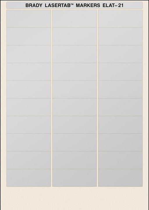 Image du produit Brady ELAT-21-773, polyester métallisé, argent, 63 x 25 mm, adhésif permanent, DIN A4, 3 pistes