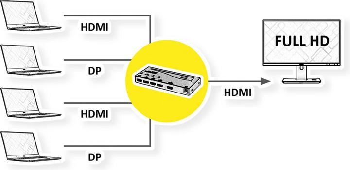 Actual product image Roline HDMI/DisplayPort Switch