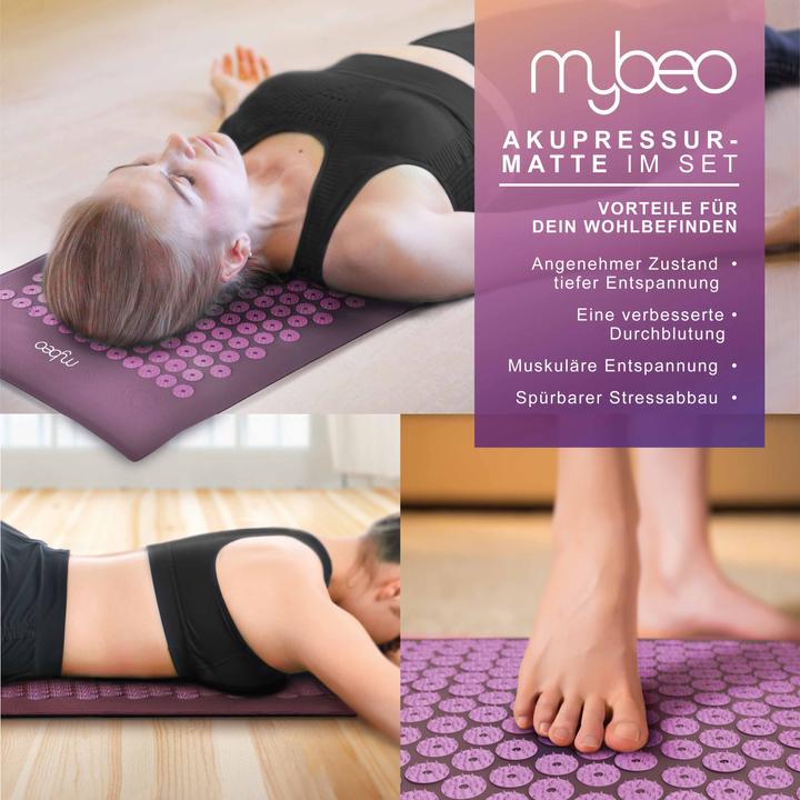 Image du produit Mybeo Tapis d'acupression avec fibres naturelles, set d'acupression 71 x 44cm, set de fascia, coussin