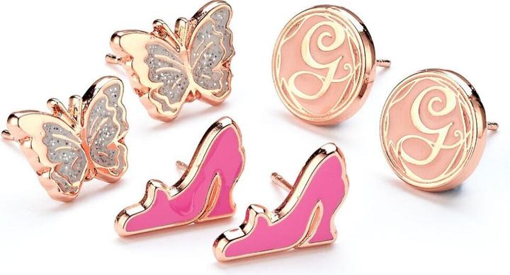 Carat Wicked Glinda Set of 3 Stud Earrings - Butterfly, Glinda's Shoes & Glinda 'G'