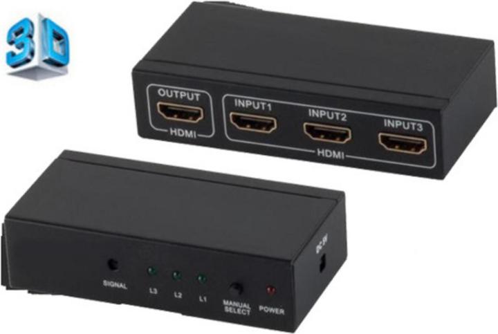 Shiverpeaks ®-PROFESSIONAL--HDMI Switch, 3x IN 1x OUT, 4K2K, 3D, boîtier métallique, VER1.4