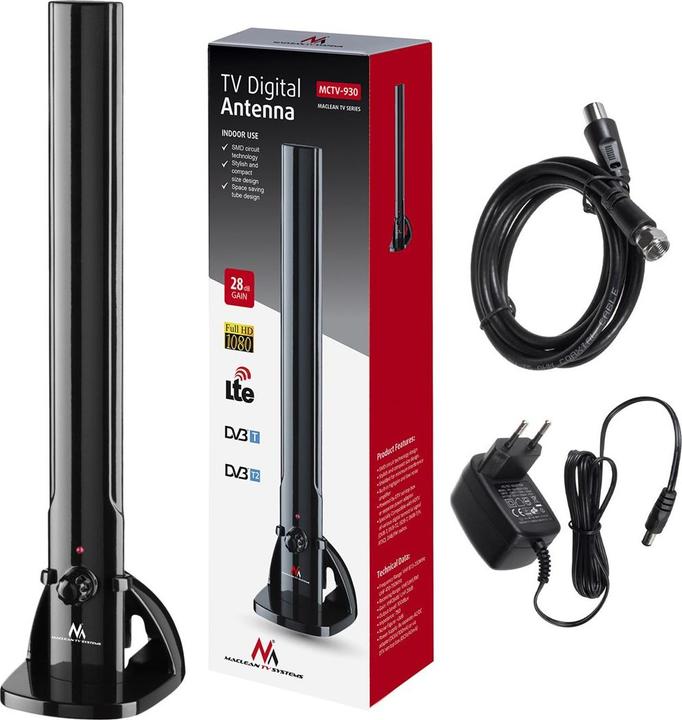 Produktbild Maclean MCTV-930 TV-Antenne Indoor (Zimmerantenne, 26 dB, DVB-T / -T2)