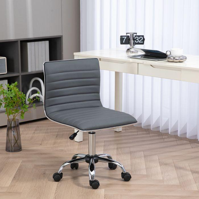 Immagine prodotto Swisshandel24 Bürostuhl ohne Armlehnen, höhenverstellbar Drehstuhl mit Rollen, Dunkelgrau