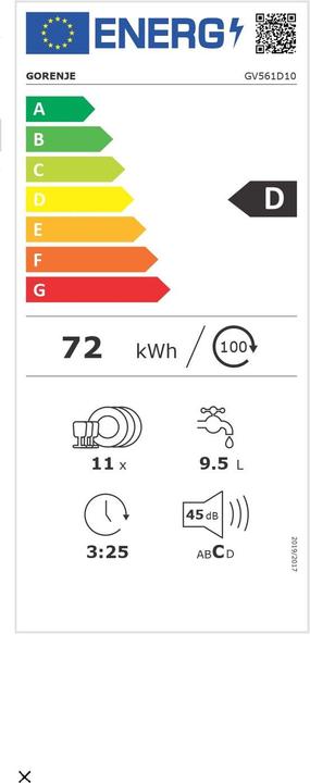Etichetta energetica Gorenje GV 561D 10