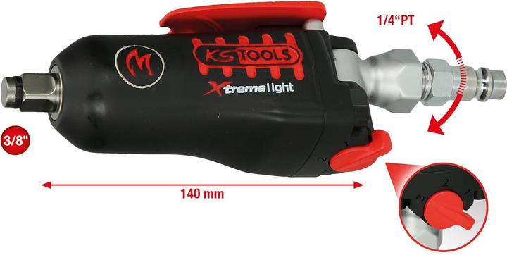 Image du produit KS Tools 3/8 MONSTER Xtremelight mini clé à chocs à air comprimé avec bascule d'inversion, 108Nm