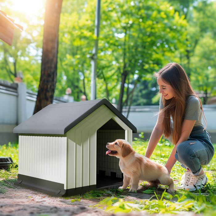Immagine prodotto Swisshandel24 Cuccia per cani, resistente alle intemperie, con finestra e porta, per cani di piccola taglia fino (Cuccia per cani)