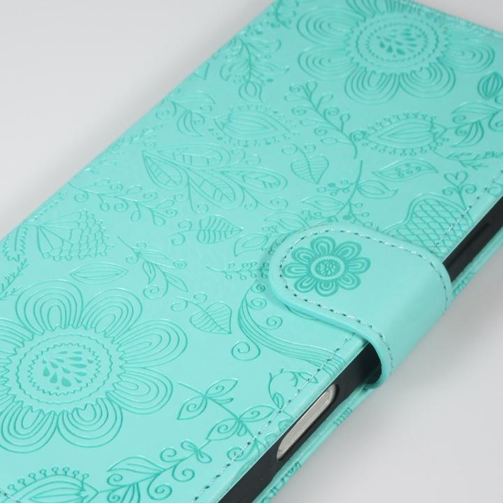 Produktbild PhoneLook Hülle Flip Kartenetui Blumenmuster mit Lanyard Hellblau (Apple iPhone 16)