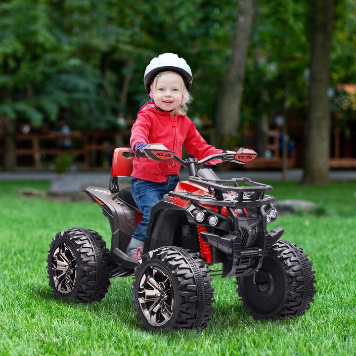 Immagine prodotto Swisshandel24 Auto elettrica per bambini quad, fari, lettore musicale MP3, 3-5 anni, 3-8 km/h, metallo, rosso, 10 (12 V)