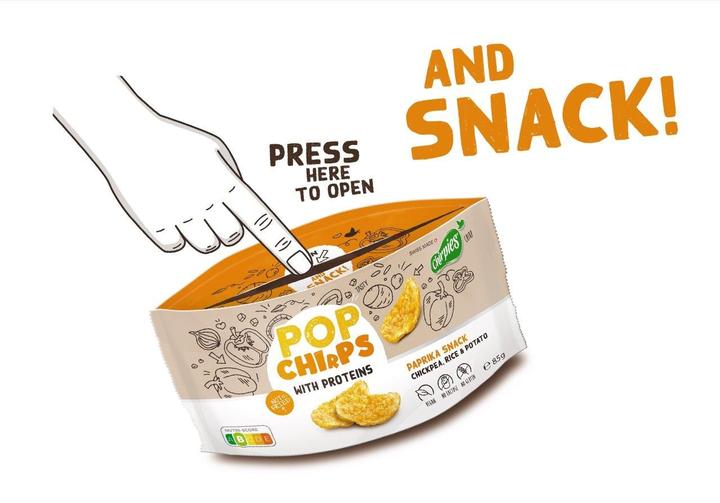 Produktbild Chirpies Pop Chirps PAPRIKA Snack aus Kichererbsen Box (85 g)