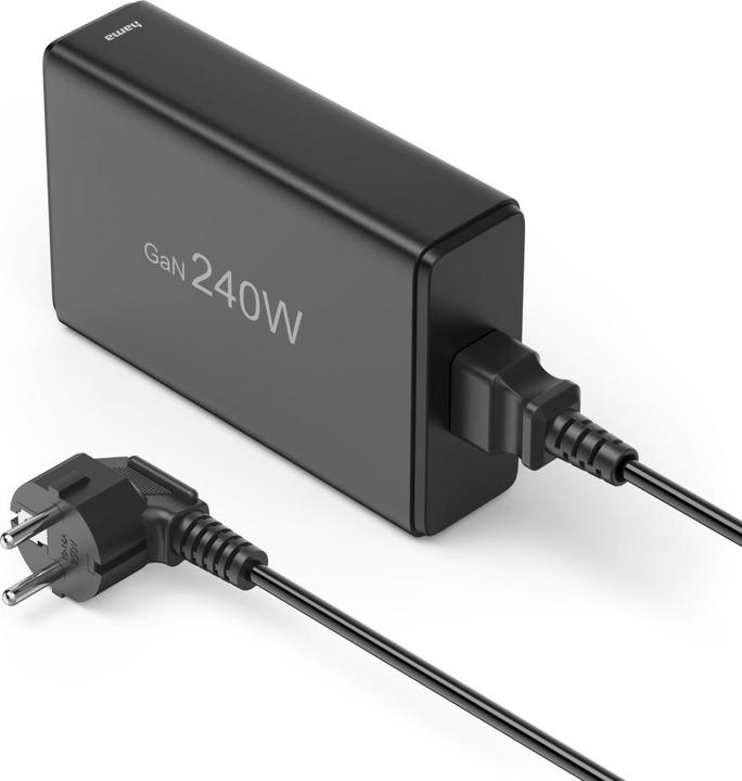 Produktbild Hama Ladestation 5 Ports, GaN, Schnellladegerät, 4xUSB-C, 1xUSB-A, PD, 240 W, SW (240 W)